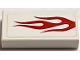 Part No: 3069pb0787L  Name: Tile 1 x 2 with Red Flames on White Background Pattern Model Left Side (Sticker) - Set 8182