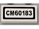 Part No: 3069pb0841  Name: Tile 1 x 2 with 'CM60183' Pattern (Sticker) - Set 60183