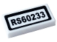 Part No: 3069pb0906  Name: Tile 1 x 2 with 'RS60233' Pattern (Sticker) - Set 60233
