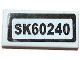 Part No: 3069pb0961  Name: Tile 1 x 2 with 'SK60240' Pattern (Sticker) - Set 60240