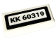 Lot ID: 405908126  Part No: 3069pb1023  Name: Tile 1 x 2 with 'KK 60319' Pattern (Sticker) - Set 60319