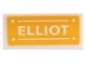 Part No: 3069pb1250  Name: Tile 1 x 2 with 'ELLIOT' on Bright Light Orange Background Pattern (Sticker) - Set 41691