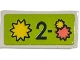 Part No: 3069pb1391 Name: Tile 1 x 2 with '2-', Yellow and Coral Starbursts on Lime Background Pattern (Sticker) - Set 42614 Part No: 3069pb1391 Name: Tile 1 x 2 with '2-', Yellow and Coral Starbursts on Lime Background Pattern (Sticker) - Set 42614
