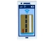 Part No: 3069pb1445  Name: Tile 1 x 2 with Cell Phone / Smartphone with Gold Debit / Credit Card on Bright Light Blue Background, Signal Strength, WiFi, Battery Level and Dark Blue Outline, Blue Contactless Payment Symbol Pattern