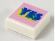 Lot ID: 207432994  Part No: 3070pb150  Name: Tile 1 x 1 with Blue, Green, and Yellow Layered 'YES' on Bright Pink Background Pattern