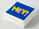 Lot ID: 377542405  Part No: 3070pb154  Name: Tile 1 x 1 with Bright Pink and Yellow 'HEY!' on Blue Background Pattern