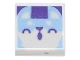 Part No: 3070pb189  Name: Tile 1 x 1 with Bright Light Blue Animal Face with Dark Purple Closed Eyes, Nose, and Mouth Pattern