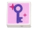 Part No: 3070pb193  Name: Tile 1 x 1 with Dark Purple Key and Magenta Sparkles on Bright Pink Background Pattern