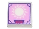 Part No: 3070pb196  Name: Tile 1 x 1 with Sun, Roman Numerals 'XIX' and Scrapbook Frame on Bright Pink Background Pattern