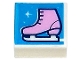Part No: 3070pb237  Name: Tile 1 x 1 with Bright Pink Ice Skate on Dark Azure Background with Sparkles Pattern