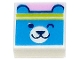 Part No: 3070pb239  Name: Tile 1 x 1 with Dark Azure Bear Head with Winking Face and Lime Headband on Bright Pink Background Pattern