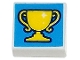 Part No: 3070pb245  Name: Tile 1 x 1 with Yellow Trophy on Dark Azure Background Pattern