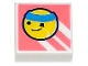 Part No: 3070pb246  Name: Tile 1 x 1 with Yellow Tennis Ball with Face and Dark Azure Headband on Coral Background with Diagonal Stripes Pattern