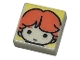 Lot ID: 388509867  Part No: 3070pb307  Name: Tile 1 x 1 with Male Head with Smile, Freckles, and Coral Eyebrows and Hair on Bright Light Yellow Background Pattern (HP Ron Weasley)