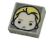 Part No: 3070pb309  Name: Tile 1 x 1 with Male Head with Smirk, Medium Nougat Eyebrows, and Bright Light Yellow Hair on Light Bluish Gray Background Pattern (HP Draco Malfoy)