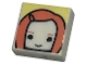 Lot ID: 388509869  Part No: 3070pb311  Name: Tile 1 x 1 with Female Head with Smile, Coral Eyebrows and Long Hair on Bright Light Yellow Background Pattern (HP Ginny Weasley)