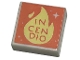 Part No: 3070pb320  Name: Tile 1 x 1 with 'INCENDIO', Bright Light Yellow Flame, Dots and Sparkle on Coral Background Pattern