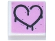 Part No: 3070pb324  Name: Tile 1 x 1 with Black Graffiti Heart Outline on Bright Pink Background Pattern