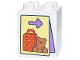 Part No: 31110pb203  Name: Duplo, Brick 2 x 2 x 2 with Bright Light Yellow Sign, Medium Lavender Arrow, Reddish Orange Rolling Luggage, Medium Nougat Teddy Bear Pattern
