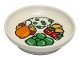 Part No: 31333pb10  Name: Duplo Utensil Dish 3 x 3 with Chicken Leg, Rice with Peas, Brocolli, Strawberries, and Oranges Pattern