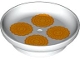 Lot ID: 412922345  Part No: 31333pb14  Name: Duplo Utensil Dish 3 x 3 with Bright Light Orange and Orange Moon Cakes Pattern