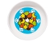 Part No: 31333pb17  Name: Duplo Utensil Dish 3 x 3 with Yellow, Lime and Reddish Orange Moons, Stars, Triangles and Hearts, Paw Prints on Medium Azure Background Pattern