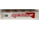 Part No: 32316pb073R  Name: Technic, Liftarm Thick 1 x 5 with Red and White 'RESCUE' and Black Door Handle Pattern Model Right Side (Sticker) - Set 42092