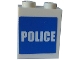 Part No: 3245bpb34  Name: Brick 1 x 2 x 2 with Inside Axle Holder with White 'POLICE' on Blue Background Pattern (Sticker) - Set 7498