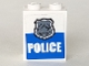 Part No: 3245cpb013  Name: Brick 1 x 2 x 2 with Inside Stud Holder with Silver Police Badge and 'POLICE' Pattern (Sticker) - Set 4440