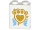 Part No: 3245cpb040  Name: Brick 1 x 2 x 2 with Inside Stud Holder with Gold Paw Print with Heart and Medium Blue Ribbon Pattern (Sticker) - Set 41142