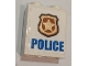 Part No: 3245cpb108  Name: Brick 1 x 2 x 2 with Inside Stud Holder with Blue 'POLICE', Gold and Copper Badge Pattern (Sticker) - Set 60139
