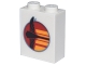 Part No: 3245cpb264  Name: Brick 1 x 2 x 2 with Inside Stud Holder with Red Circle, Black SW The Phantom and Bright Light Orange Stripes Pattern on Both Sides (Stickers) - Set 75357