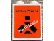 Part No: 3245cpb285  Name: Brick 1 x 2 x 2 with Inside Stud Holder with Aurebesh Characters 'LETHAL' and 'STAY OUT' on Orange Background Pattern (Sticker) - Set 75098