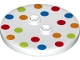 Part No: 32627pb01  Name: Tile, Round 4 x 4 with 2 Hollow Studs with Polka Dot Pattern