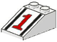 Lot ID: 501825288  Part No: 3298p54  Name: Slope 33 3 x 2 with Red Number 1, Black Stripes Pattern