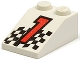 Part No: 3298pb003  Name: Slope 33 3 x 2 with Red Number 1 and Checkered Flag Pattern