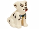 Part No: 3319pb02  Name: Dog, Dalmatian, Sitting with Black Eyes, Nose and Spots, Red Tongue, Medium Azure Collar with Yellow Tag Pattern