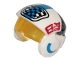 Part No: 33648c01pb02  Name: Minifigure, Headgear Helmet SW Rebel Pilot Raised Front with Trans-Yellow Visor with Blue Stripe and Black and White Checkered Pattern
