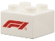 Part No: 3437pb135  Name: Duplo, Brick 2 x 2 with Formula 1 Logo Stylized Red 'F1' Pattern