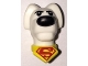 Part No: 35037pb01  Name: Dog Head with Black Eyes and Nose and Yellow Collar with Red Superman Logo Pattern (Krypto the Superdog)