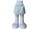 Part No: 35216ac00pb023  Name: Mini Doll Hips and Skirt with Molded Light Nougat Legs and Printed Dark Bluish Gray Ruffles, Metallic Light Blue and Silver Sparkles and White Boots Pattern - Thin Hinge