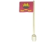 Part No: 3596pb31  Name: Flag on Flagpole, Straight with Pink / Yellow Crown and Ribbon Pattern (Stickers) - Sets 375 / 6075