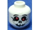 Lot ID: 387463602  Part No: 3626bpb0527  Name: Minifigure, Head Skull Cracked with Red Eyes and Grin Pattern - Blocked Open Stud