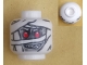 Part No: 3626cpb0713a  Name: Minifigure, Head Alien Mummy with Light Bluish Gray Face, NON-Glow In Dark Wrappings, and Red Eyes Pattern - Hollow Stud
