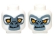 Part No: 3626cpb0974  Name: Minifigure, Head Dual Sided Alien Chima Gorilla with Yellow Eyes, Fangs and Gray and White Face, Happy / Angry Pattern (Grizzam) - Hollow Stud