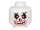 Part No: 3626cpb1678  Name: Minifigure, Head Skull Evil with Red Eyes, Curved Eyebrows and Red Lips Pattern - Hollow Stud
