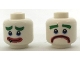 Lot ID: 282428354  Part No: 3626cpb1716  Name: Minifigure, Head Dual Sided Bushy Green Eyebrows, Thick Red Lips, Grin with Sharp Tooth / Very Sad Frown Pattern (The Joker) - Hollow Stud