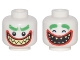 Part No: 3626cpb1744  Name: Minifigure, Head Dual Sided Bushy Green Eyebrows, Thick Red Lips, Bright Light Yellow Sharp Teeth, Wide Open Mouth Smile, Teeth Together / Teeth Parted Pattern (The Joker) - Hollow Stud