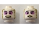 Part No: 3626cpb1914  Name: Minifigure, Head Dual Sided Purple Eye Shadow, Dirt Around Face, Smile / Angry Pattern (Beetlejuice) - Hollow Stud