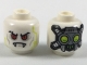 Part No: 3626cpb2011  Name: Minifigure, Head Alien Red Eyes, Lime Circuitry, Fangs, Cybernetic Implants on Back Pattern - Hollow Stud
